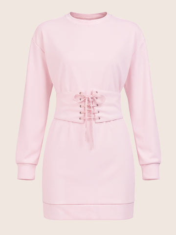 Women's Pink Relaxed Fit Solid Casual Dress