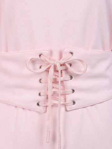 Women's Pink Relaxed Fit Solid Casual Dress