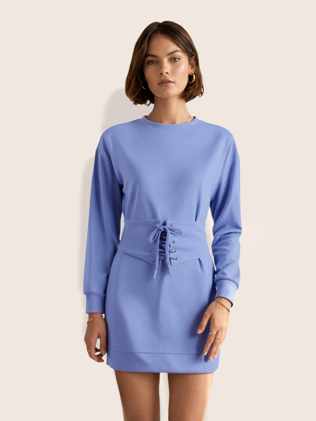 Women's Blue Relaxed Fit Solid Casual Dress
