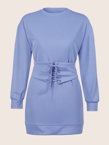 Women's Blue Relaxed Fit Solid Casual Dress