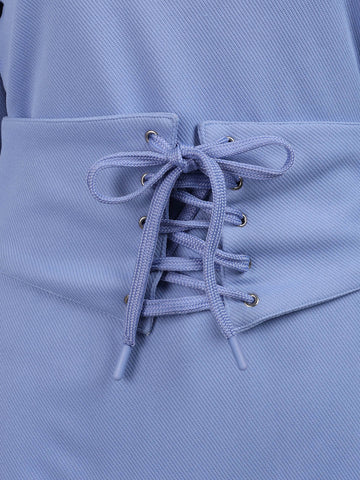 Women's Blue Relaxed Fit Solid Casual Dress