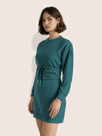 Women's Green Relaxed Fit Solid Casual Dress