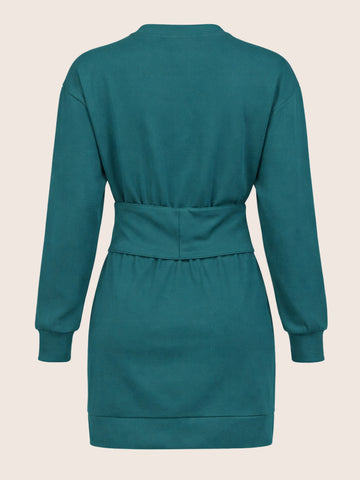 Women's Green Relaxed Fit Solid Casual Dress
