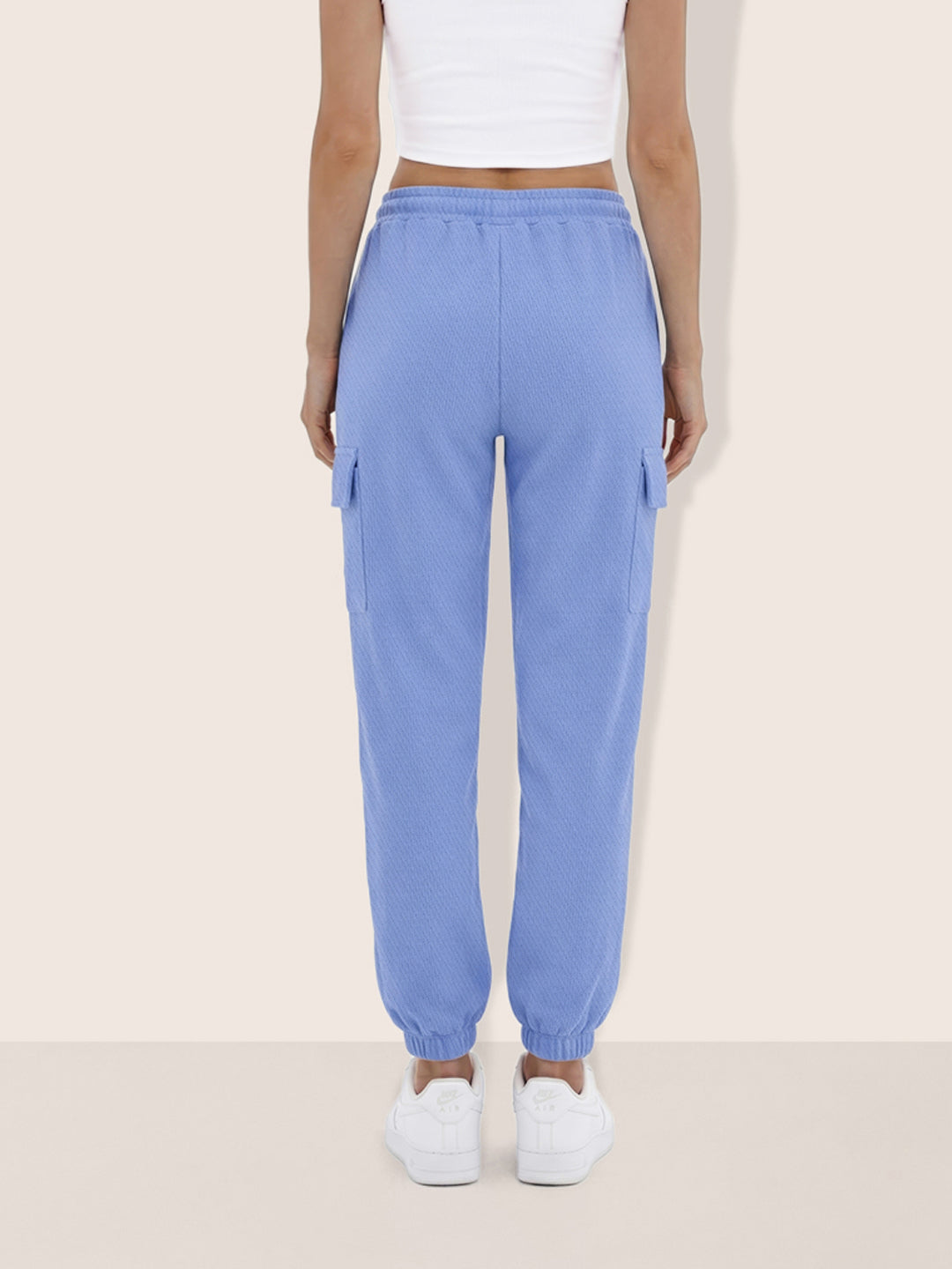 Women's Blue Relaxed Fit Solid Casual Joggers