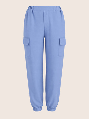 Women's Blue Relaxed Fit Solid Casual Joggers