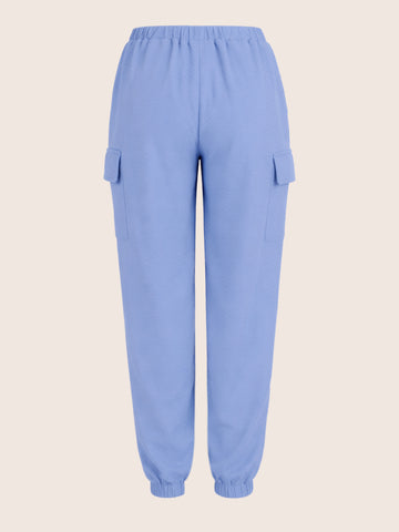 Women's Blue Relaxed Fit Solid Casual Joggers