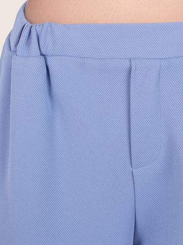 Women's Blue Relaxed Fit Solid Casual Joggers