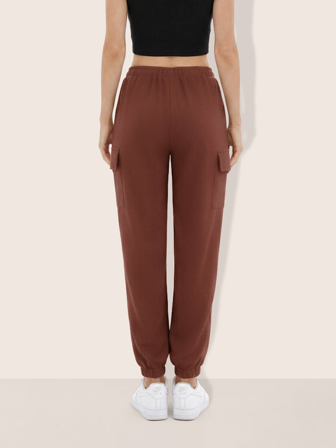 Women's Brown Relaxed Fit Solid Casual Joggers