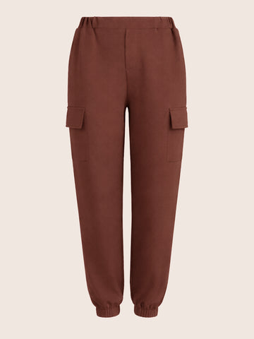 Women's Brown Relaxed Fit Solid Casual Joggers