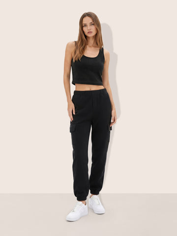 Women's Black Relaxed Fit Solid Casual Joggers