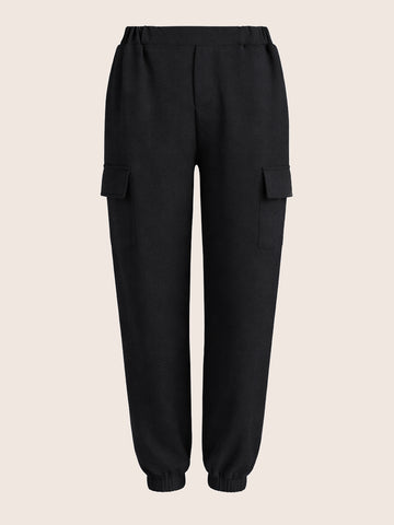 Women's Black Relaxed Fit Solid Casual Joggers