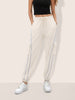 Women's Cream Loose Fit Solid Casual Joggers