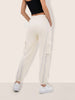 Women's Cream Loose Fit Solid Casual Joggers