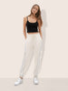Women's Cream Loose Fit Solid Casual Joggers