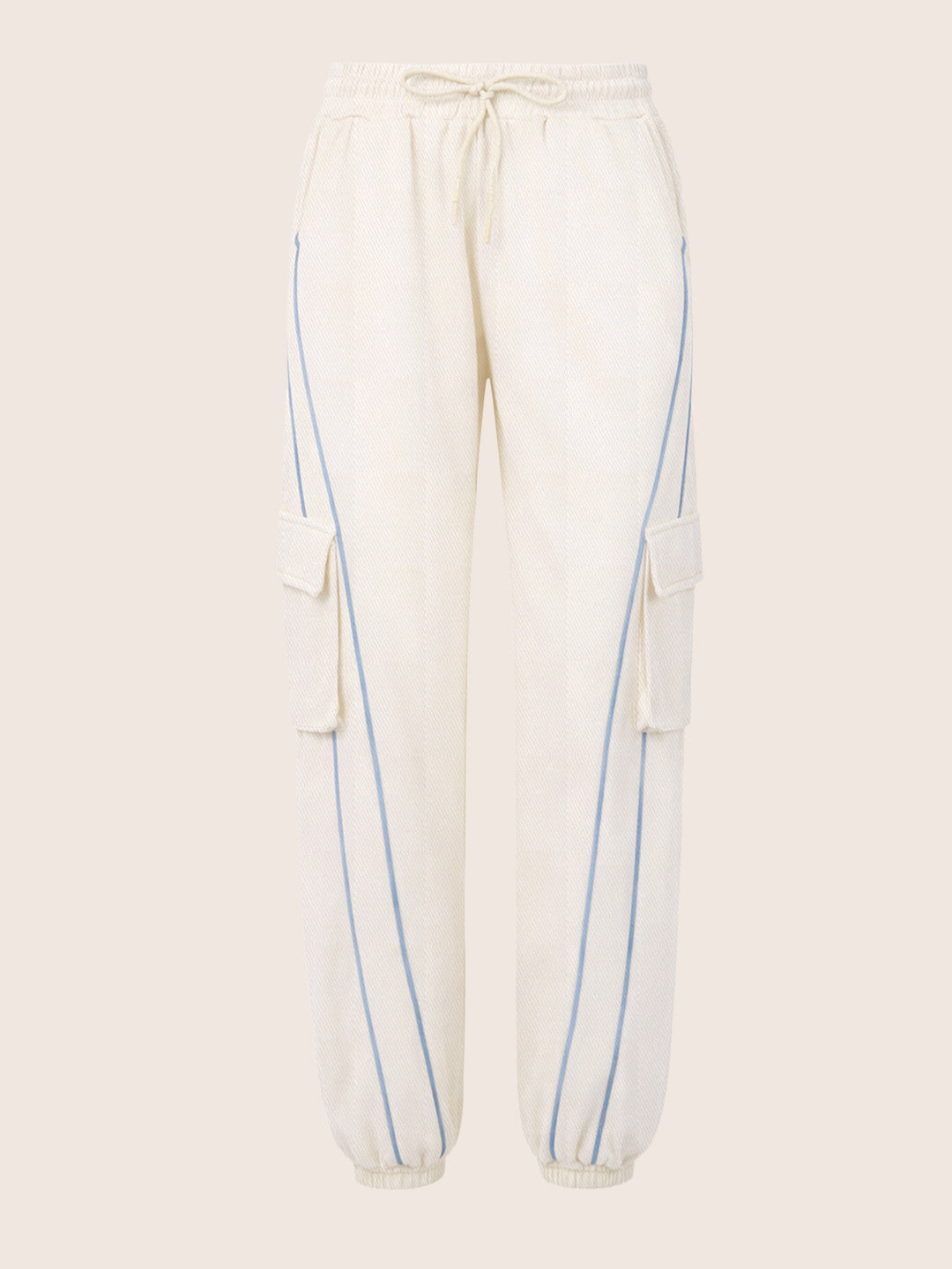 Women's Cream Loose Fit Solid Casual Joggers