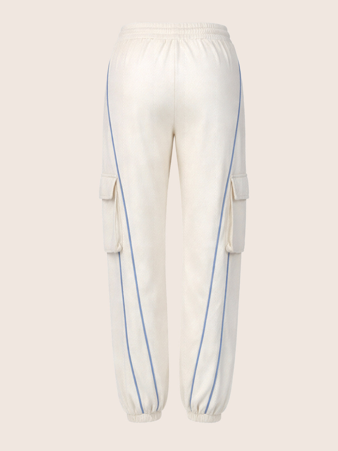 Women's Cream Loose Fit Solid Casual Joggers