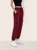 Women's Maroon Loose Fit Solid Casual Joggers