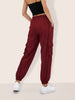 Women's Maroon Loose Fit Solid Casual Joggers
