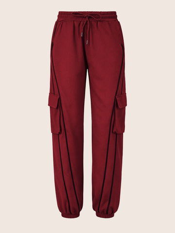 Women's Maroon Loose Fit Solid Casual Joggers