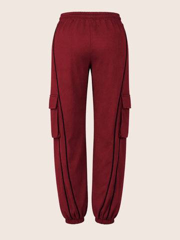 Women's Maroon Loose Fit Solid Casual Joggers