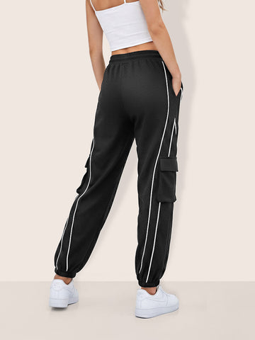 Women's Black Loose Fit Solid Casual Joggers