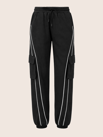 Women's Black Loose Fit Solid Casual Joggers