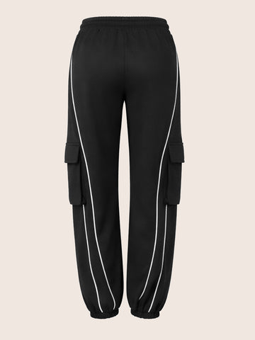 Women's Black Loose Fit Solid Casual Joggers