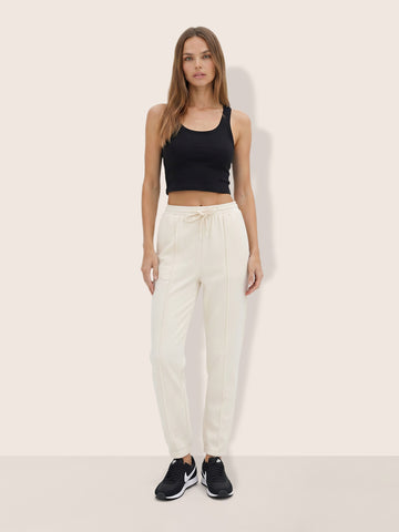 Women's Cream Flare Fit Solid Casual Joggers