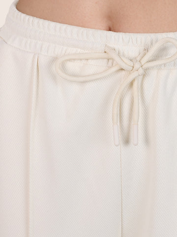 Women's Cream Flare Fit Solid Casual Joggers