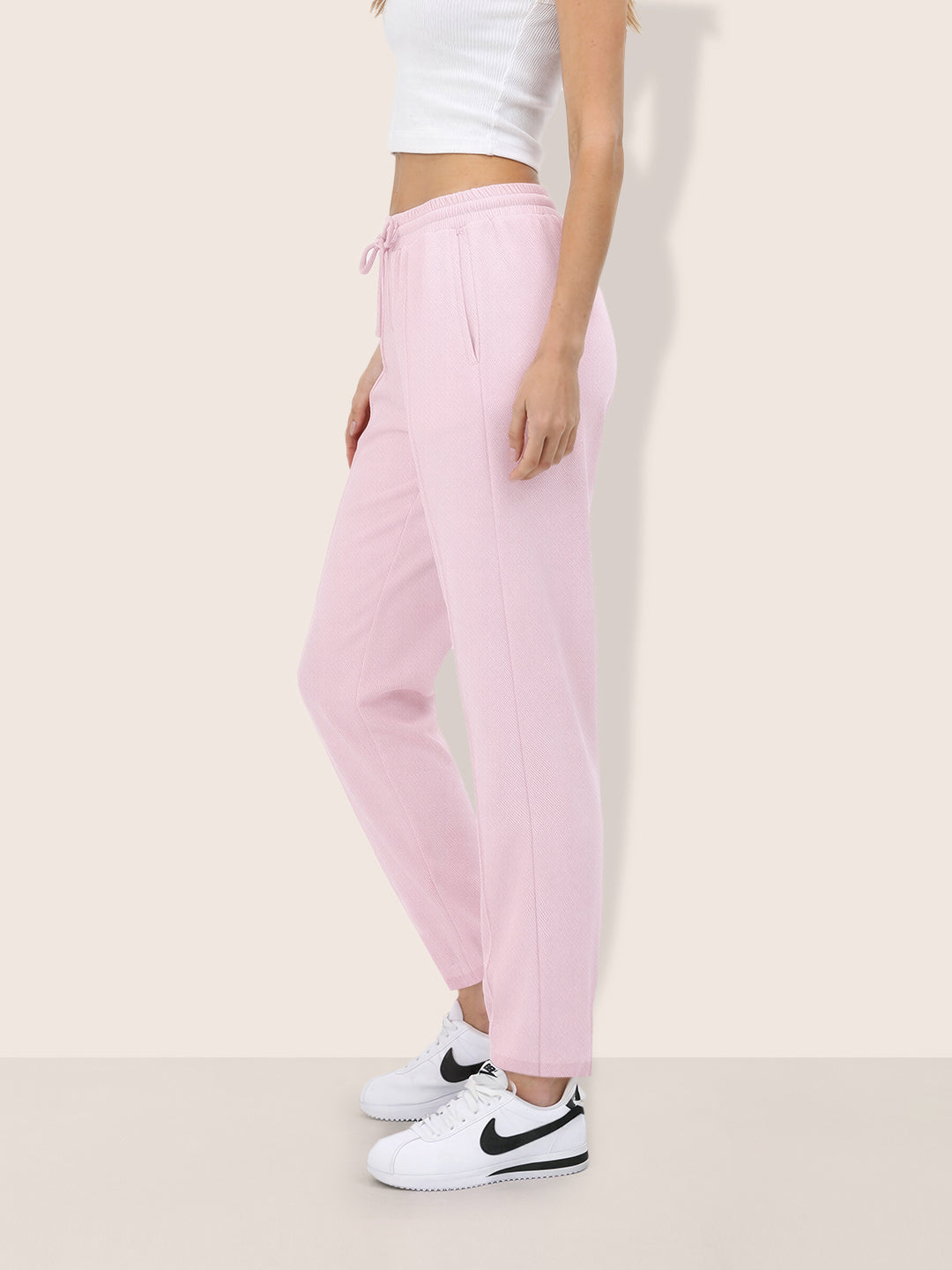 Women's Pink Flare Fit Solid Casual Joggers