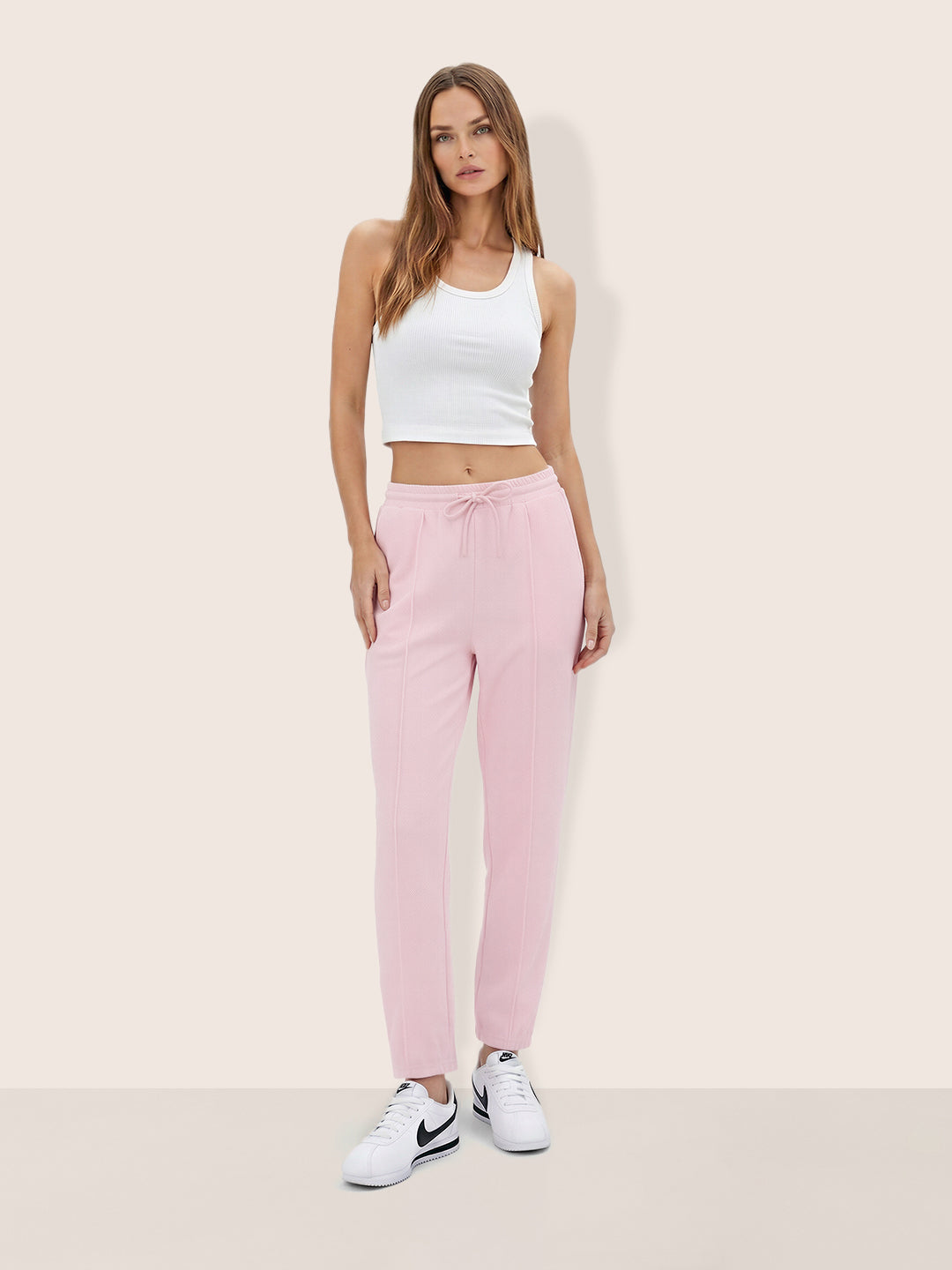 Women's Pink Flare Fit Solid Casual Joggers