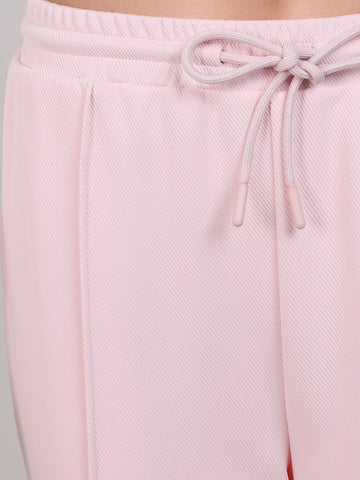 Women's Pink Flare Fit Solid Casual Joggers