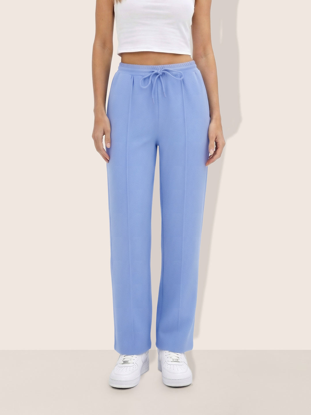 Women's Blue Flare Fit Solid Casual Joggers