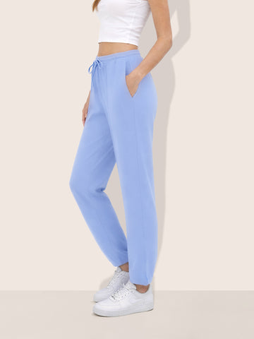 Women's Blue Flare Fit Solid Casual Joggers