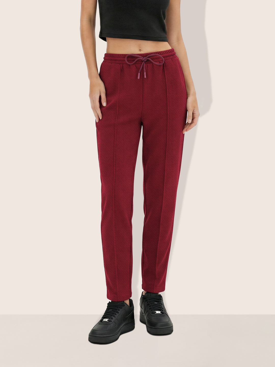 Women's Maroon Flare Fit Solid Casual Joggers