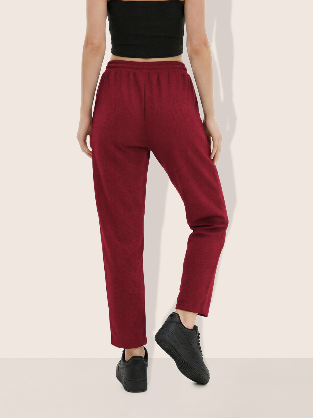 Women's Maroon Flare Fit Solid Casual Joggers