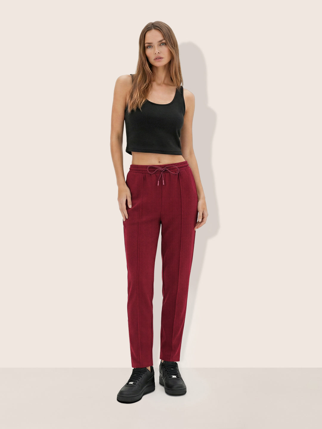Women's Maroon Flare Fit Solid Casual Joggers