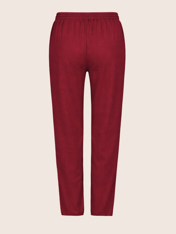 Women's Maroon Flare Fit Solid Casual Joggers