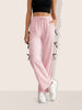 Women's Pink Flare Solid Casual Trousers