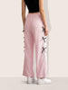 Women's Pink Flare Solid Casual Trousers