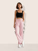 Women's Pink Flare Solid Casual Trousers