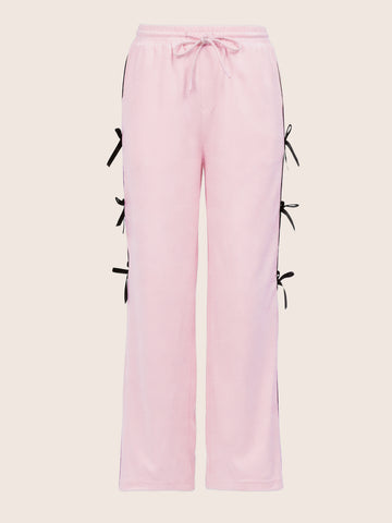 Women's Pink Flare Solid Casual Trousers