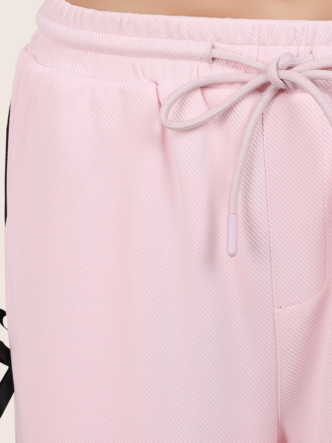 Women's Pink Flare Solid Casual Trousers