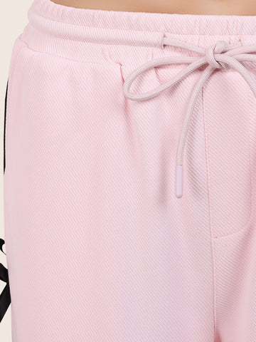 Women's Pink Flare Solid Casual Trousers