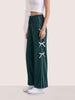 Women's Green Flare Solid Casual Trousers
