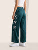 Women's Green Flare Solid Casual Trousers