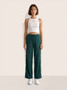 Women's Green Flare Solid Casual Trousers
