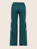 Women's Green Flare Solid Casual Trousers