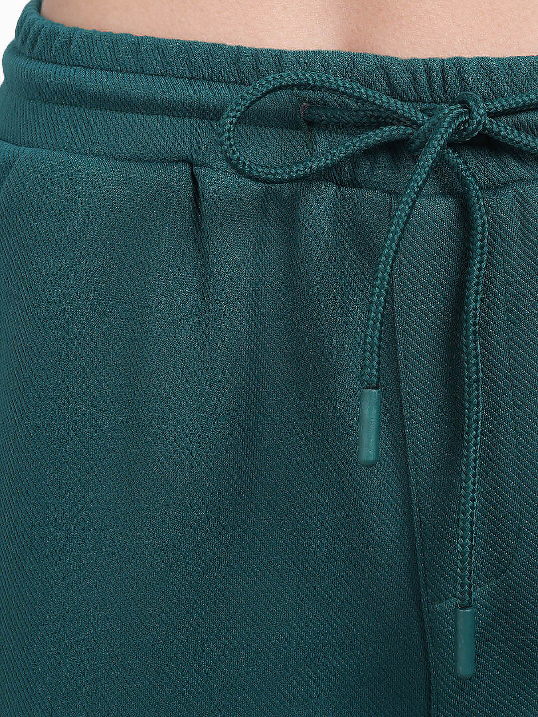 Women's Green Flare Solid Casual Trousers
