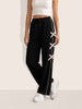 Women's Black Flare Solid Casual Trousers